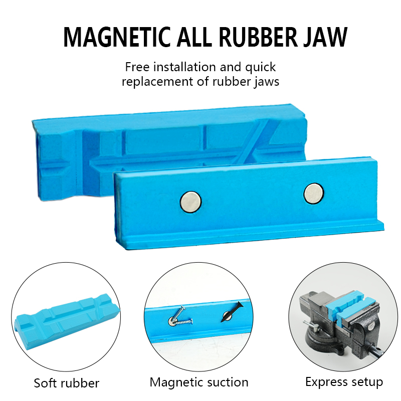 Workshop Tools Vice - Vise karet biru, penutup pelindung magnetik
