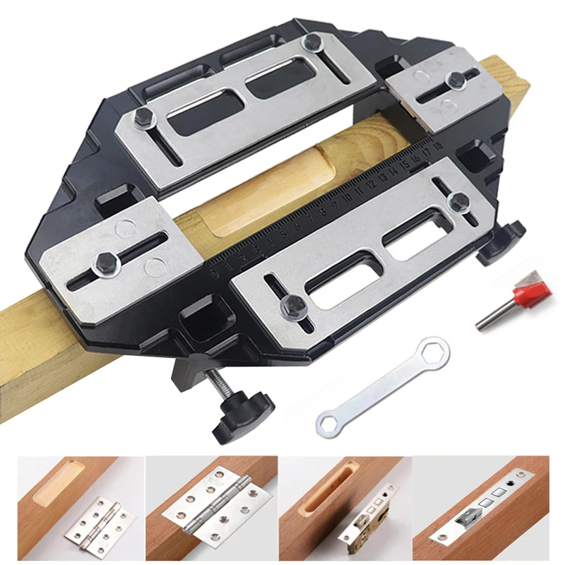 Dowel Jig Kit - Engsel pintu Jig, pembuka lubang kayu,